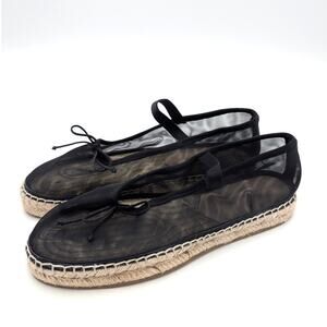 Loeffler Randall Kayla Mesh Espadrille Ballet Flat Women's Black Sz US8 EU38.5